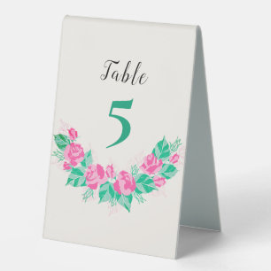 Plaque De Table Rose Vert Rose Pétales Fleurs Jardin Mariage