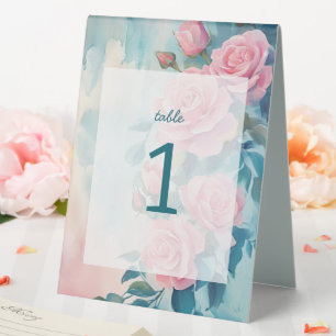 Plaque De Table Roses roses Mariages Engagement nuptial Numéro PER