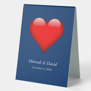 Plaque De Table Rouge Coeur bleu Moderne minimaliste Mariage