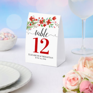 Plaque De Table Rouge Watercolor Blossoms Boho Mariage Numéro de t