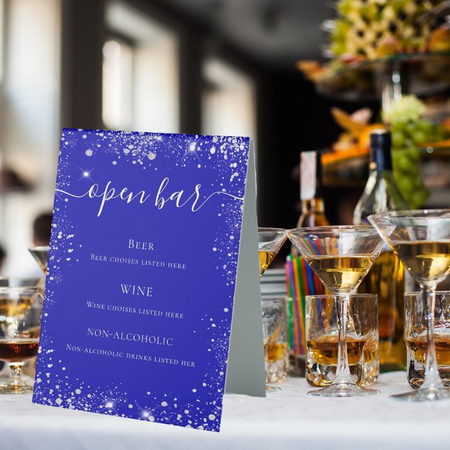 Plaque De Table Royal blue parties scintillant mariage menu (Créateur téléchargé)