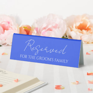 Plaque De Table Royal Blue Réservé pour le Mariage de famille de G