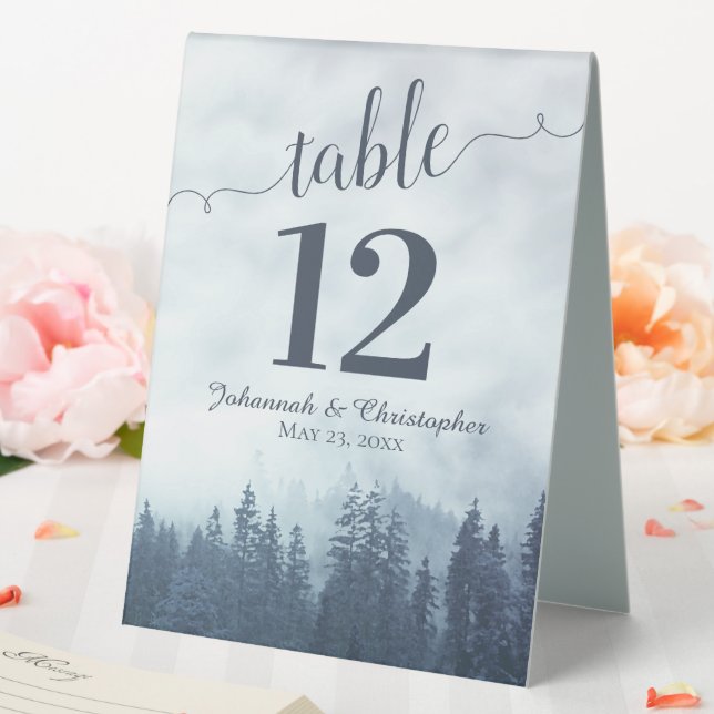 Plaque De Table Rustic Blue Misty Mountains Mariage Numéro de tabl (In SItu (Mariage))