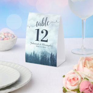 Plaque De Table Rustic Blue Misty Mountains Mariage Numéro de tabl