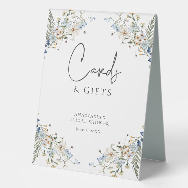 Plaque De Table Rustic Blue Wildflowers & Daisies Shower Gifts (Recto)
