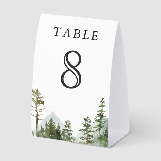 Plaque De Table Rustic Mountain Forest Trees Wedding Table Number (Recto)