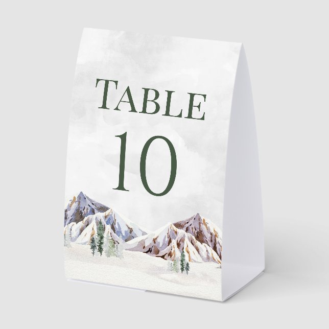 Plaque De Table Rustic Winter Mountain Wedding Table Number (Recto)