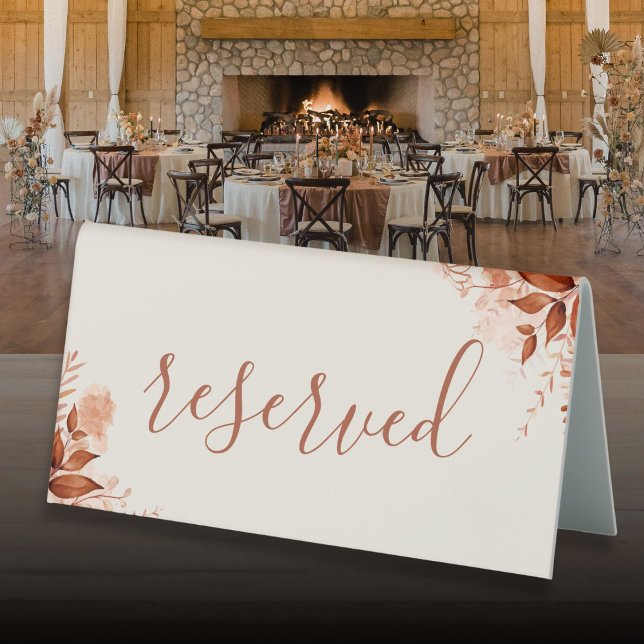 Plaque De Table Rustique Floral Automne Script Réservé (Rustic Floral Autumn Fall Script Reserved Table Tent Sign)