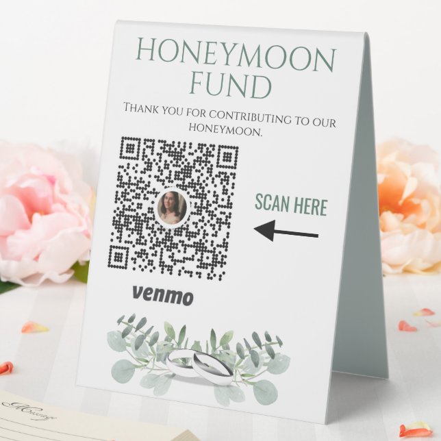 Plaque De Table Sage Green Mariage Honmoon Fund Venmo QR Code (In SItu (Mariage))