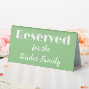 Plaque De Table Sage simple réservé à la famille Brides