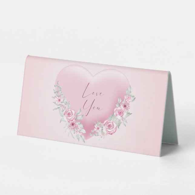 Plaque De Table Saint-Valentin Cœur Rose (Recto)
