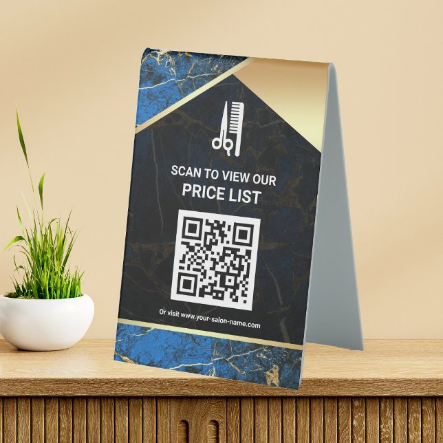 Plaque De Table Salon de maquillage des cheveux QR Code Tarificati (Créateur téléchargé)