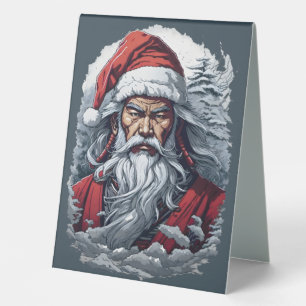 Plaque De Table Samurai Père Noël Warrior Christmas Art Cadeau