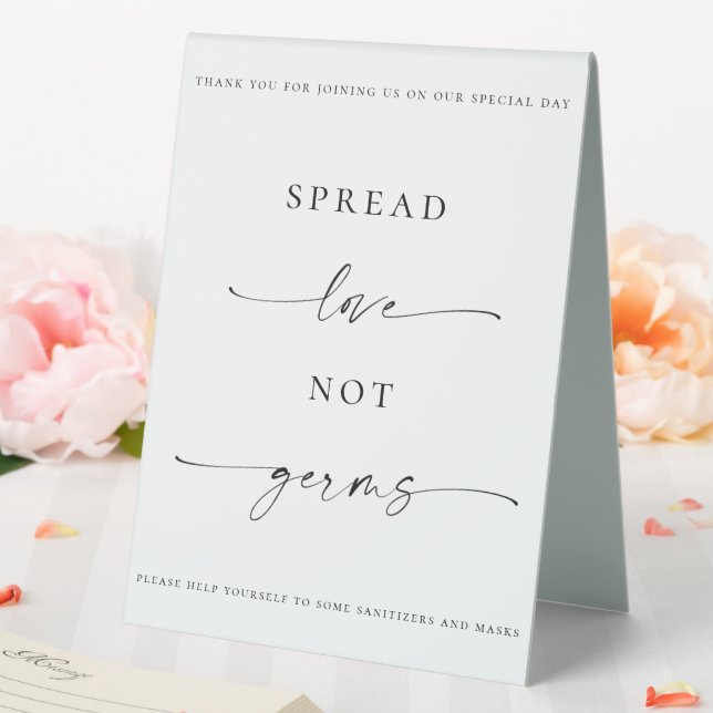 Plaque De Table Sanitizing Station Étendre Love Not Germs Mariage (In SItu (Mariage))