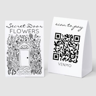 Plaque De Table SCAN POUR PAYER Fleurs Jardin Porte Personnalisée