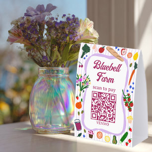 Plaque De Table SCAN POUR PAYER QR Marché des agriculteurs Stand d