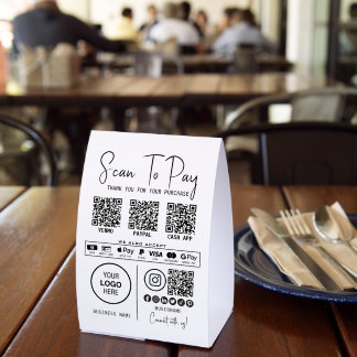 Plaque De Table Scan To Pay Business Qr Code Payment Modern Black