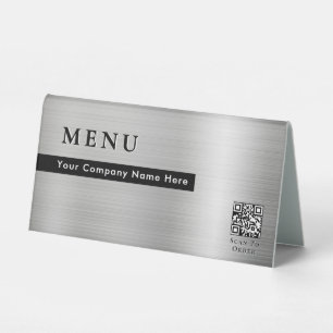 Plaque De Table Scannage du menu en métal argenté brillant pour co