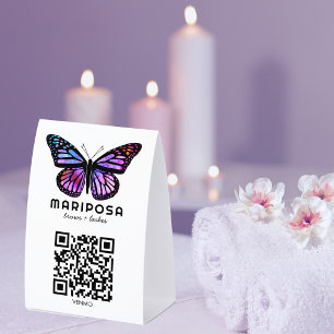 Plaque De Table SCANNER POUR PAYER QR Papillon Esthéticienne Salon