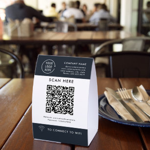 Plaque De Table Scannez le code QR Wifi Logo d'entreprise