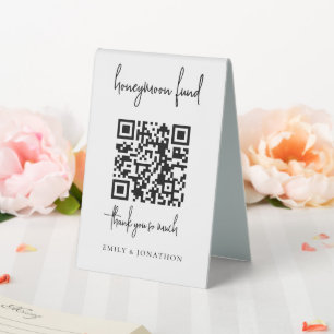 Plaque De Table Script minimaliste Code Qr - Mariage du fonds de l