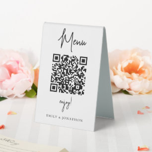 Plaque De Table Script minimaliste Qr Code à Menu Mariage Table Te