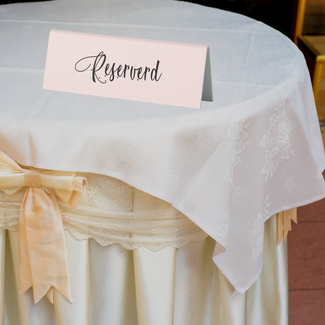 Plaque De Table Script rose en or blush réservé élégant (Créateur téléchargé)