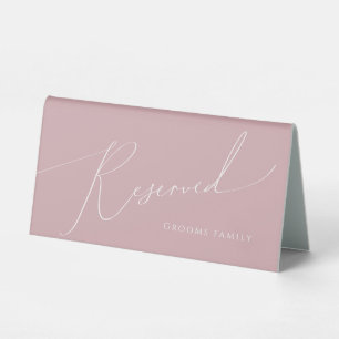 Plaque De Table Script Whimsical   Dusty Rose Réservé