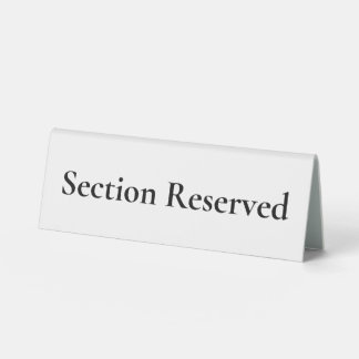 Plaque De Table Section minimaliste Réservée en blanc