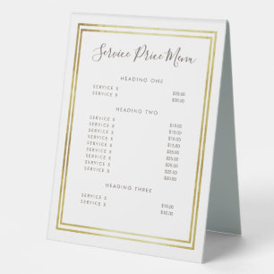 Plaque De Table Service Gold Foil Menu Prix personnalisé