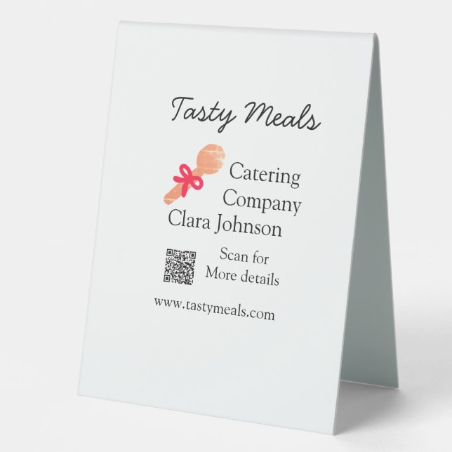 Plaque De Table Services de restauration ajouter nom QR code site  (Recto)