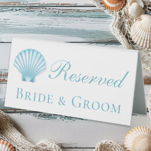 Plaque De Table Shell Blue Nautical Beach Mariage élégant Réservé