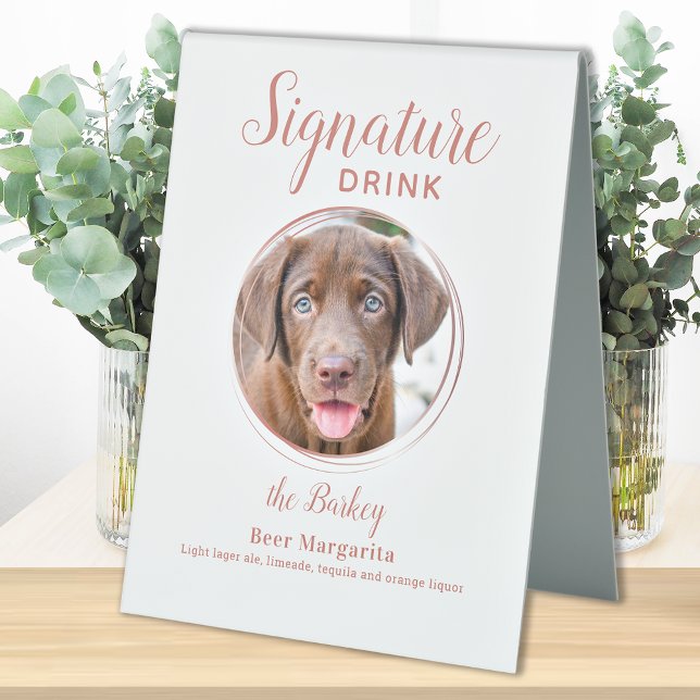 Plaque De Table Signature Boire Élégant Rose Gold Pet Mariage (Créateur téléchargé)