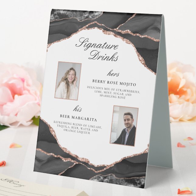 Plaque De Table Signature Boissons Agate Rose Gold Mariage Photos (In SItu (Mariage))