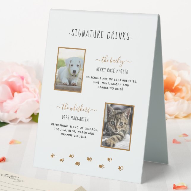 Plaque De Table Signature Boissons Or Animaux Mariages Photos (In SItu (Mariage))