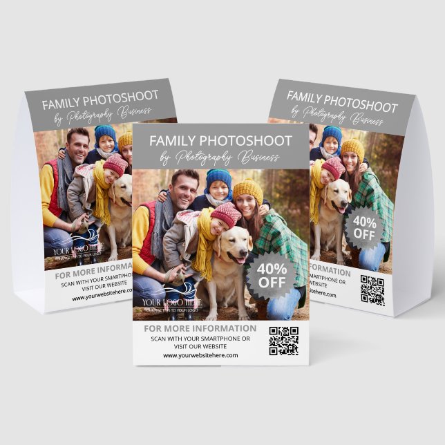 Plaque De Table Silver Gray Photoshoot Discount Offer QR Code (Insitu (multi))