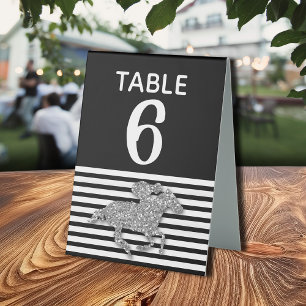 Plaque De Table Silver Racehorse Black White Stripes Numéro