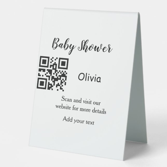 Plaque De Table Simple baby shower site web code-barres QR ajouter (Recto)
