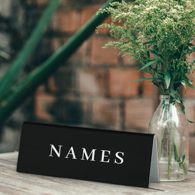 Plaque De Table Simple Black Custom Ajouter Votre Nom Élégant (Créateur téléchargé)