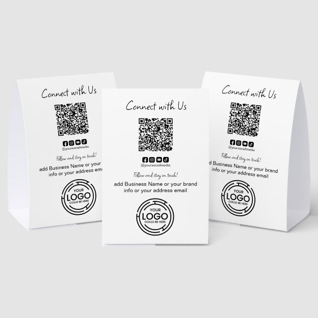 Plaque De Table Simple Connectez-vous avec nous Code Qr Entreprise (Insitu (multi))