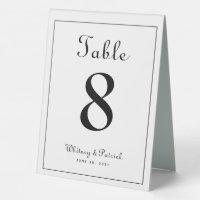 Simple élégante table de mariage Numéro noir blanc