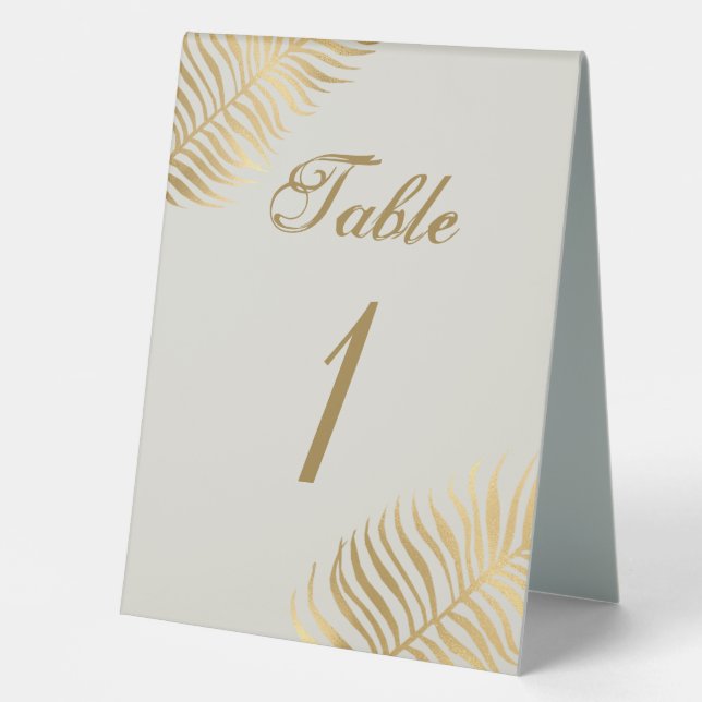 Plaque De Table Simple Golden Tropical Feuille Mariage (Recto)