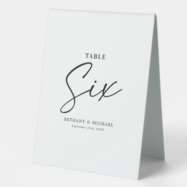 Plaque De Table Simple Mariage Tableau Numéro 6 Tente Signal (Recto)