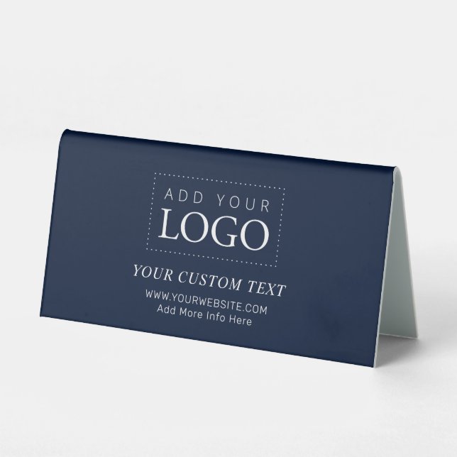 Plaque De Table Simple Navy Blue Minimal Business Logo Personnalis (Recto)