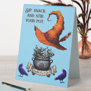 Plaque De Table Sirop, Snack & Remuez Le Pot Sorcière Table Tentul