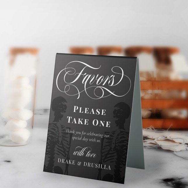 Plaque De Table Skeleton Elégant Goth Wedding Faveurs (Créateur téléchargé)