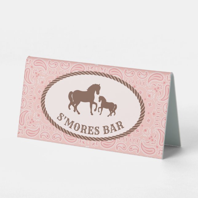 Plaque De Table S'mores Bar | Cowgirl Party | Panneau de la tente  (Recto)