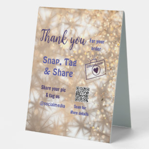 Plaque De Table Snap tag partager les médias sociaux q r code part