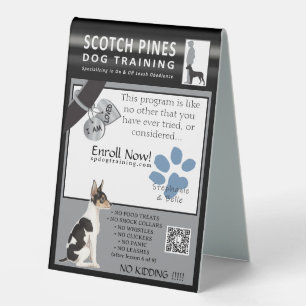 Plaque De Table SP Dog Training Table Top pour Vet Office Sign SSm
