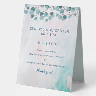 Plaque De Table Spa turquoise Business COVID Salle de pause sécuri